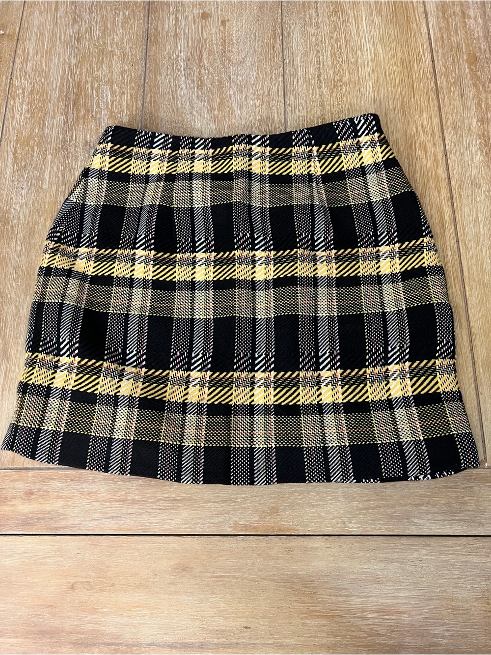 GREY LAB Black and Yellow Plaid Mini Skirt